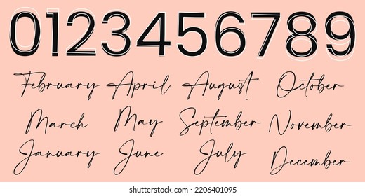 Flat vector aesthetic alphabet and number.