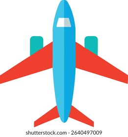 Flat Vector Airplane Icon Minimal Color Design Element for Air Transport
