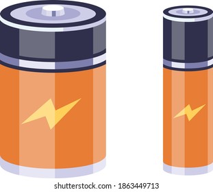 Flat vector alkaline battery big and small. battery set flat design illustration