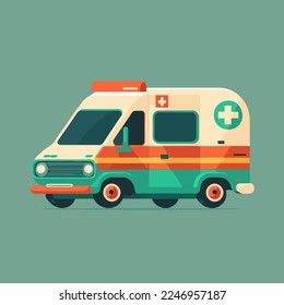 Flachvektorambulanz-Notfahrzeug Stadttransportkrankenhaus Symbol