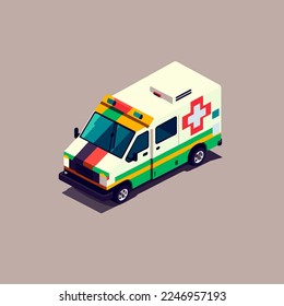 flat vector ambulance emergency vehicle city transport hospital icon logo illustration