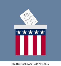 Flat Vector American Flag Election Ballot Box