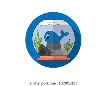 Flat vector aquarium. Colorful bright fish. Underwater life.