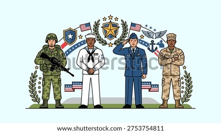 Flat vector Armed Forces Day thank you message support