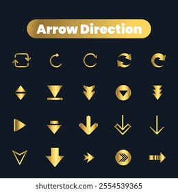 Flat Vector arrow golden icons collection