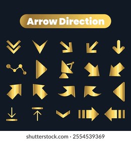 Flat Vector arrow golden icons collection
