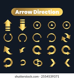 Flat Vector arrow golden icons collection