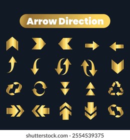 Flat Vector arrow golden icons collection