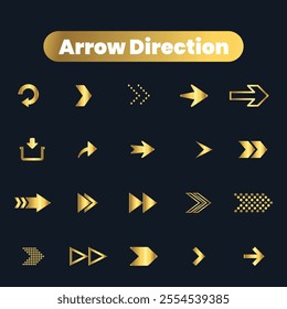 Flat Vector arrow golden icons collection