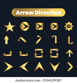 Flat Vector arrow golden icons collection