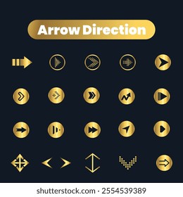 Flat Vector arrow golden icons collection