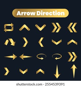 Flat Vector arrow golden icons collection