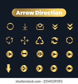 Flat Vector arrow golden icons collection