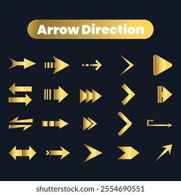 Flat Vector arrow golden icons collection