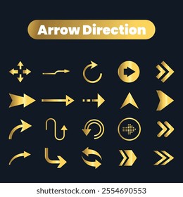 Flat Vector arrow golden icons collection