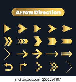 Flat Vector arrow golden icons collection