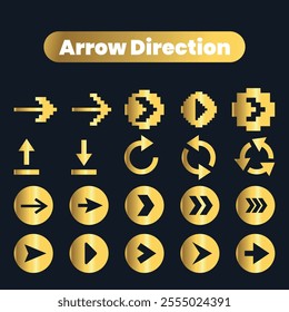 Flat Vector arrow golden icons collection