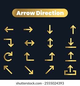 Flat Vector arrow golden icons collection