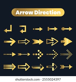 Flat Vector arrow golden icons collection