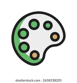 Icono de paleta de Arte vectorial plana para dibujar, pintar App, tableros de creatividad y herramientas visuales.