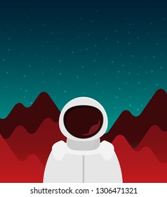 Flat vector astronaut standing on Mars