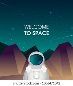 Flat vector astronaut standing on Mars
