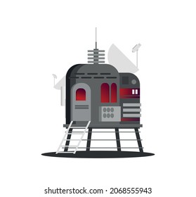Flat vector astronaut standing on Mars
