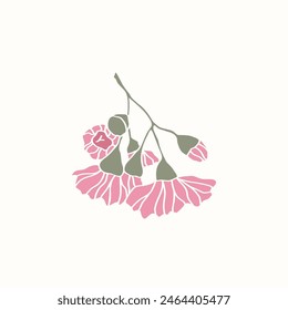 Flat vector Australian native eucalyptus illustration