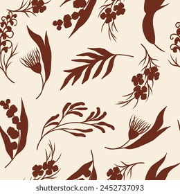 Flat vector Australian native flowers and plants background