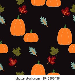 Flat Vector Autumn Seamless pattern of Tree Leaf