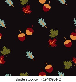 Flat Vector Autumn Seamless pattern of Tree Leaf