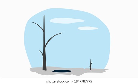 Flat vector, autumn tree, flat colorful illustration