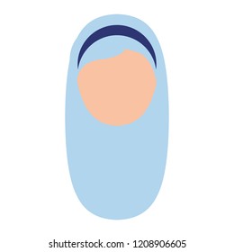 Flat vector of an avatar of a girl with blue long hair and a blue diadem.