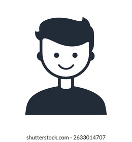 Flat vector avatar of a smiling young man, ideal for user profile, casual social identity, or character design icon