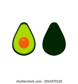 ilustración de aguacates vector plano. Vocado entero y cortado aislado en fondo blanco.