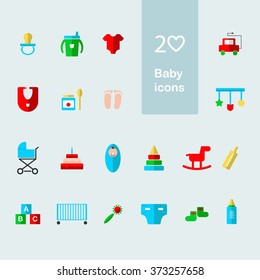 Flat vector baby icon set. Vector web design elements.