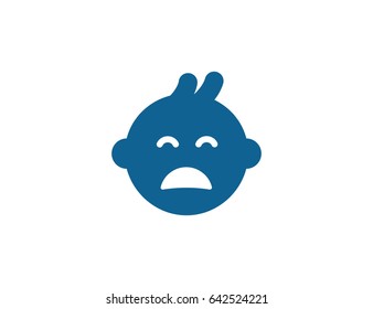 Flat vector baby sad face illustration