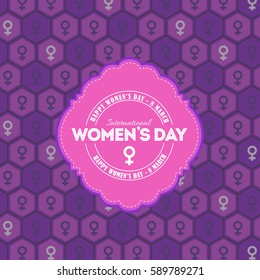 Flat Vector Background, 8 March Happy Women's Day Greeting Card, Announcement, Celebration Template