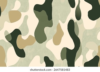 A flat vector background pattern of army camouflage in olive green and beige.Design element. Vector illustration