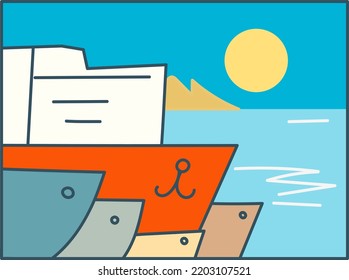 flat vector background with ships