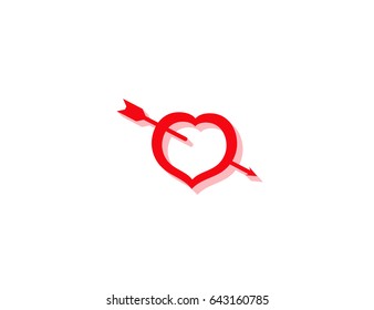 Flat vector bad love symbol with long shadow