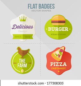 Flat vector badges. Food