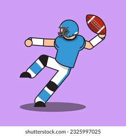 flat vector ball sport american football player throw