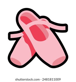 Flat vector ballet shoes icon. Emoji emoticon ballet shoes flat icon.