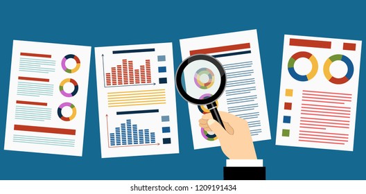 Flat vector banner for analytic finance graph report and business investment planning concept