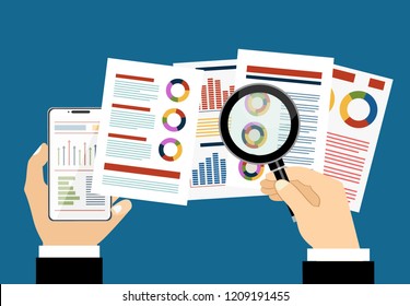 Flat vector banner for analytic finance graph report and business investment planning concept