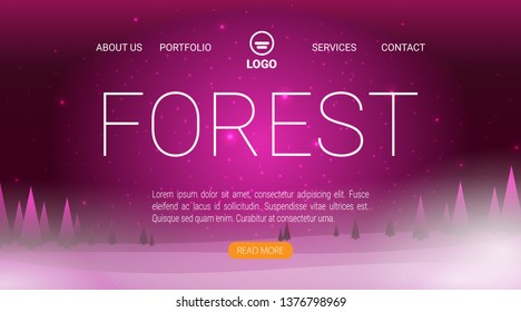 Flat vector banner with landscape. Background illustration