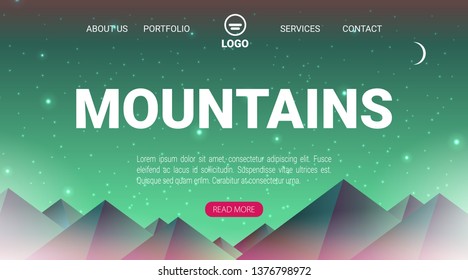 Flat vector banner with landscape. Background illustration