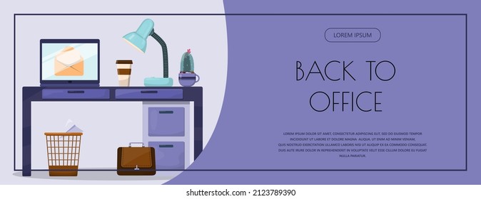 Flat vector banner template for office, business solutions, startup, time management, planning and strategy. Modern cartoon illustration concepts for website, office work, freelance, distance work