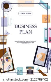 Flat vector banner template for office, business solutions, startup, time management, planning and strategy. Modern cartoon illustration concepts for website, office work, freelance, distance work